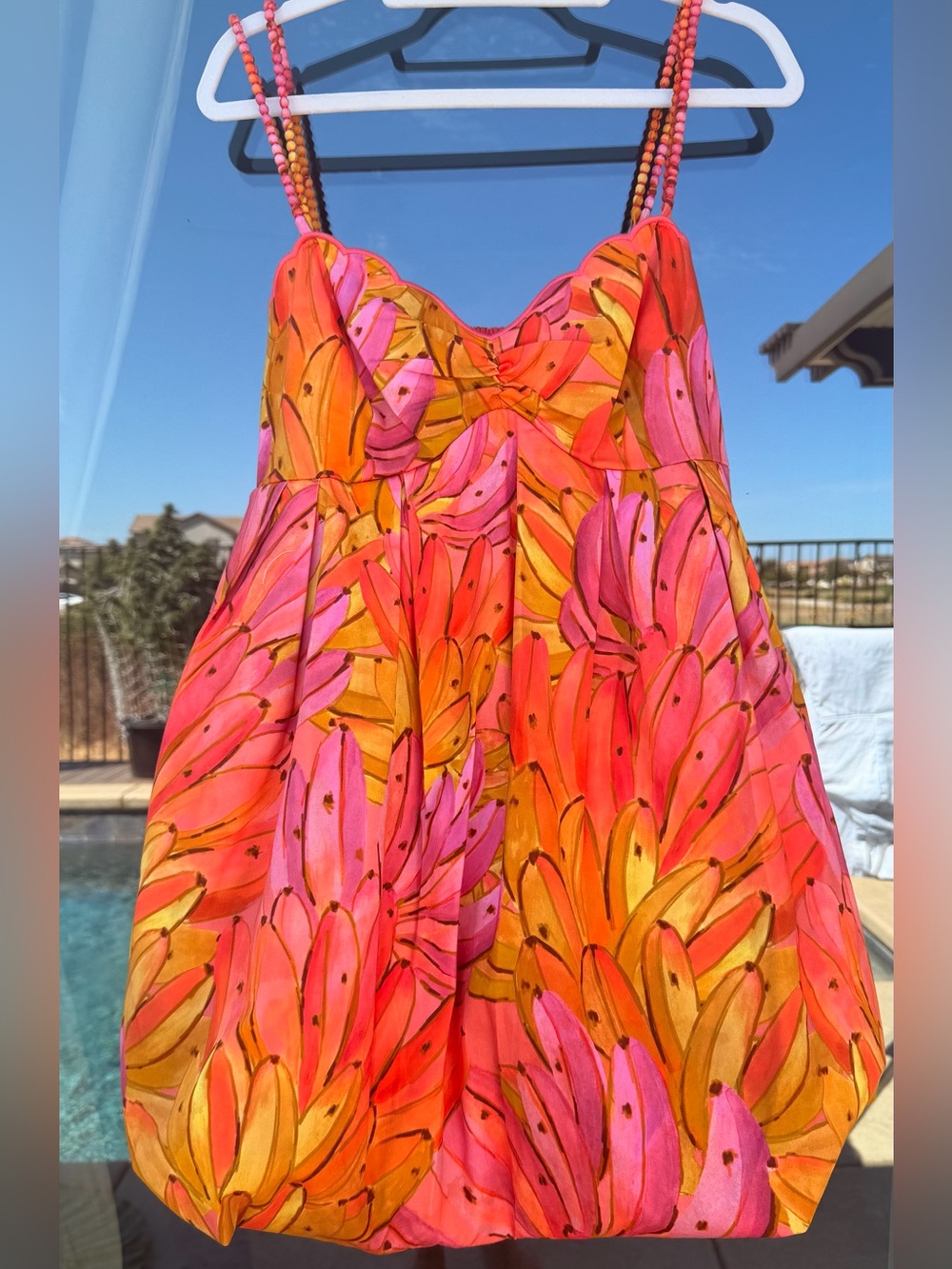 FARM Rio Sleeveless V-Neck Bubble-Hem Mini Dress – L NWT